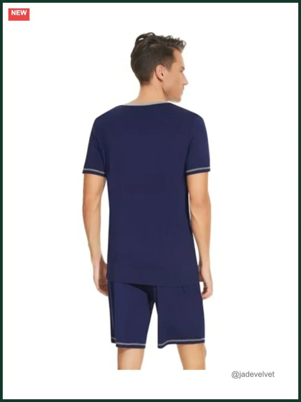 Men's Bamboo Viscose Pajama Set Short Sleeve V-Neck Sleepwear
